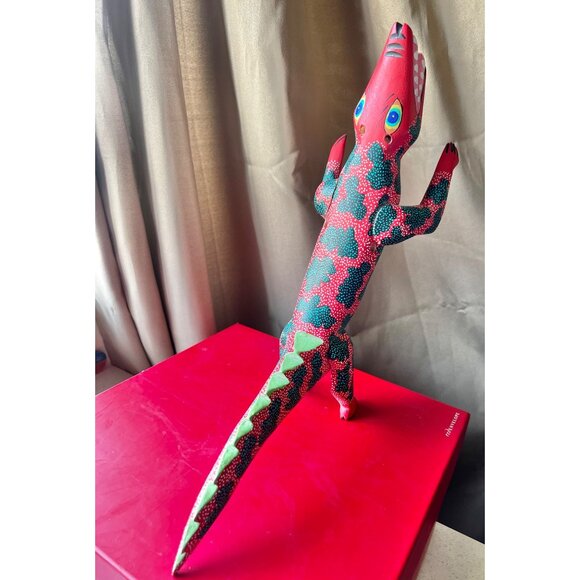 Signed Alebrije Lizard By Francisco Sosa Ojeda Mexico Folk Art Wood Sculpture - Picture 5 of 12